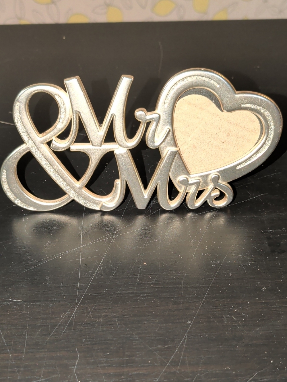 Malden Silver Mr & Mrs Script Accent with Heart